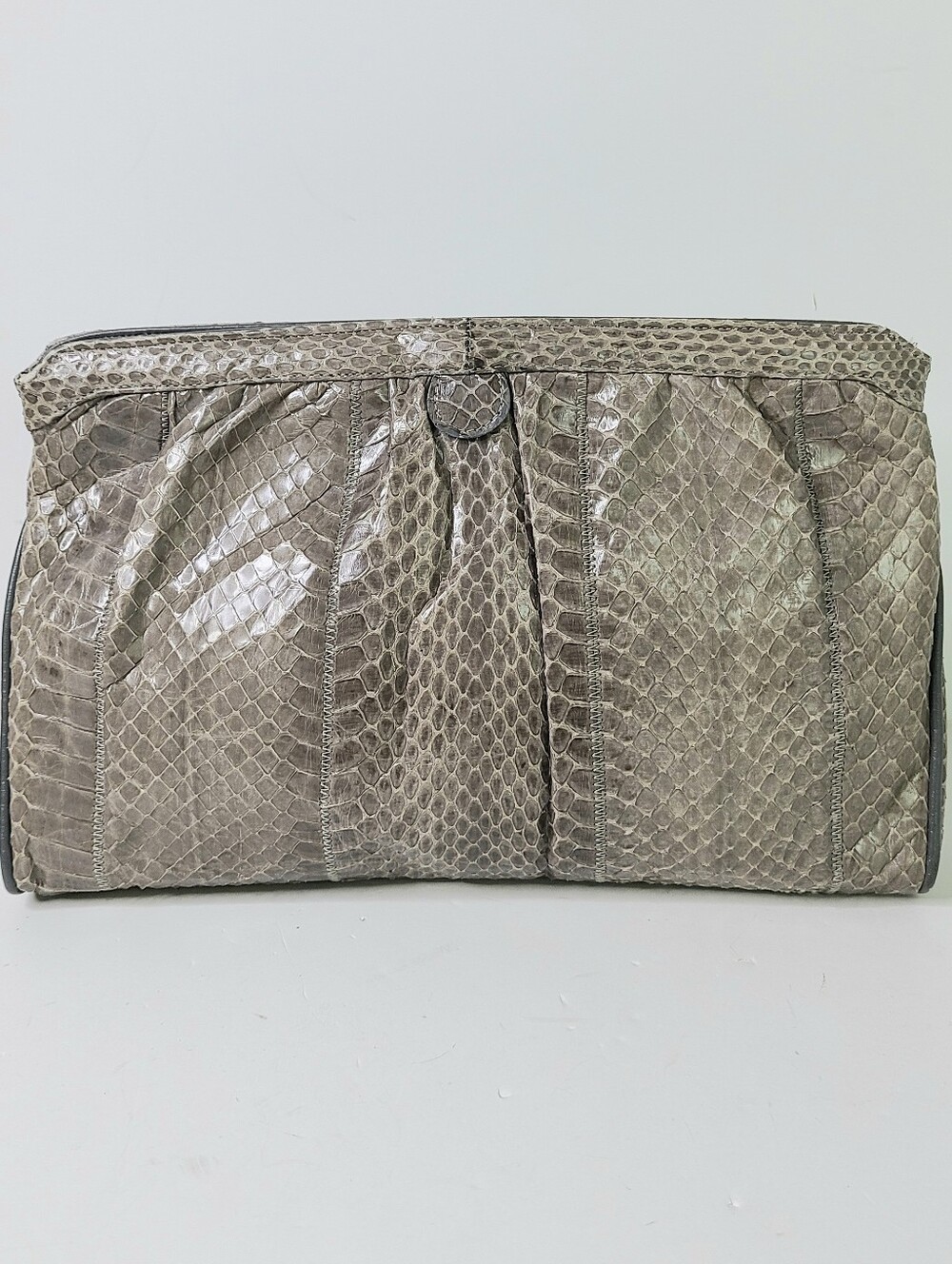 Palizzio Gray Taupe Snakeskin Vintage Clutch Shoulder Bag